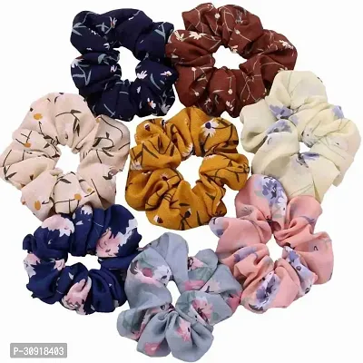 Designer Multicoloured Fabric Rubber Bands For Women Pack of 8-thumb0