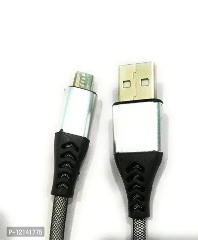 Silver Braided Micro USB Charging, Data Cable And 480 Mbps High Speed Data Transmission-thumb0