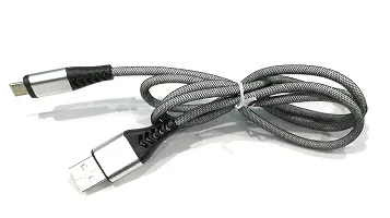 Silver Braided Micro USB Charging, Data Cable And 480 Mbps High Speed Data Transmission-thumb1