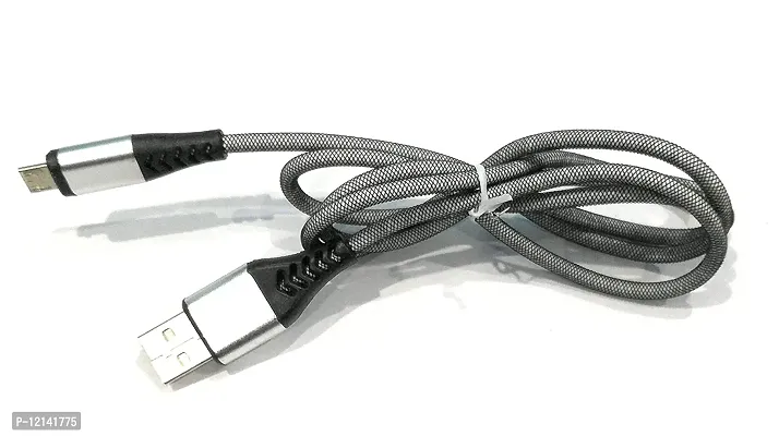Silver Braided Micro USB Charging, Data Cable And 480 Mbps High Speed Data Transmission-thumb2