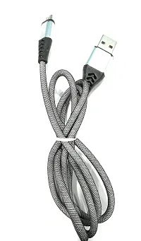 Silver Braided Micro USB Charging, Data Cable And 480 Mbps High Speed Data Transmission-thumb2