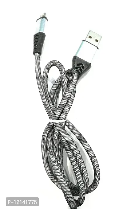 Silver Braided Micro USB Charging, Data Cable And 480 Mbps High Speed Data Transmission-thumb3
