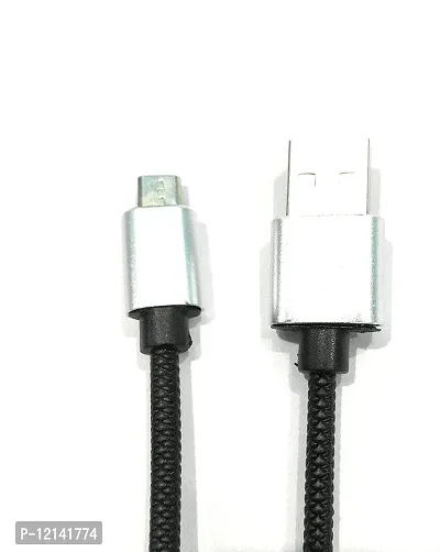 Black Braided Micro USB Charging, Data Cable And 480 Mbps High Speed Data Transmission-thumb0