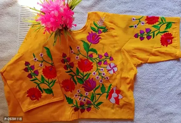 Reliable Yellow Cotton Printed Stitched Blouses For Women