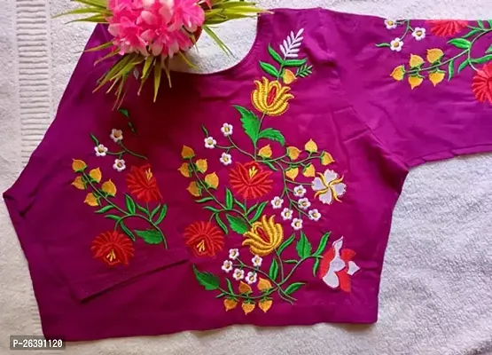 Reliable Purple Cotton Printed Stitched Blouses For Women