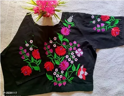 Reliable Black Cotton Printed Stitched Blouses For Women