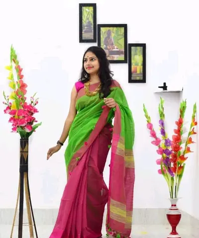 Attractive Cotton Silk Saree without Blouse piece 