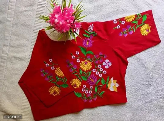 Reliable Red Cotton Printed Stitched Blouses For Women