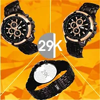 Stylish Steel Round Shape Dial Black Dial Next Generation Partywear Analog Watch For - Men-thumb1