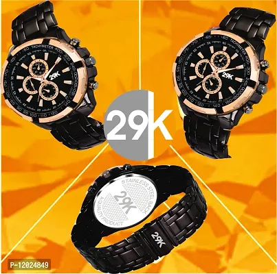 Stylish Steel Round Shape Dial Black Dial Next Generation Partywear Analog Watch For - Men-thumb2