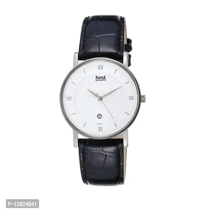 Stylish Leather Round Shape Dial White Analogue Watch For Men With Day And Date Display-thumb3