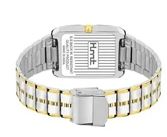 Stylish Steel Rectangle Shape Dial Silver Analogue Watch For Men With Day And Date Display-thumb2