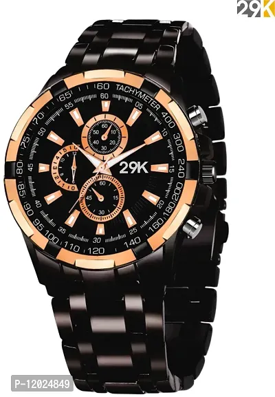 Stylish Steel Round Shape Dial Black Dial Next Generation Partywear Analog Watch For - Men-thumb0