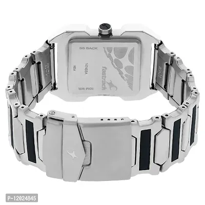 Stylish Steel Rectangle Shape Dial Silver Analogue Watch For Men With Day And Date Display-thumb2