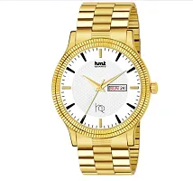 Stylish Steel Round Shape Dial Golden Analogue Watch For Men With Day And Date Display-thumb2