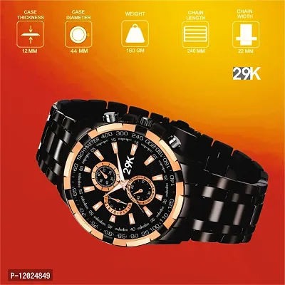 Stylish Steel Round Shape Dial Black Dial Next Generation Partywear Analog Watch For - Men-thumb3