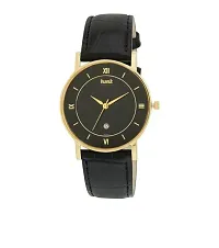 Stylish Leather Round Shape Dial Black Analogue Watch For Men With Day And Date Display-thumb2