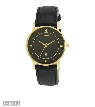Stylish Leather Round Shape Dial Black Analogue Watch For Men With Day And Date Display-thumb3