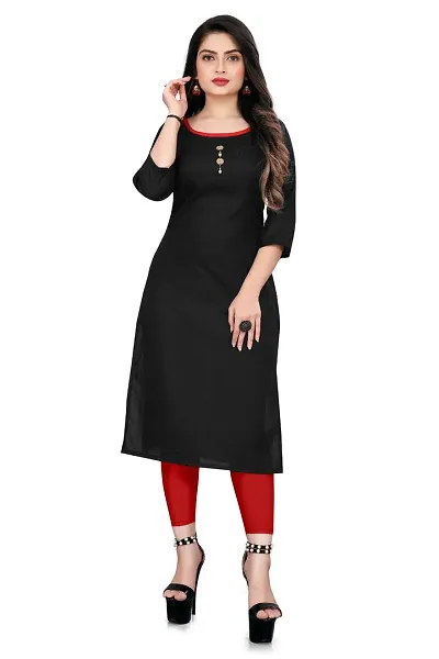 Stylish Solid A-Line Cotton Blend Kurta