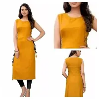 SK Enterprises? Straight Rayon Plain Sleeveless Kurta for Women/Girls(ES-Yellow-L)-thumb4