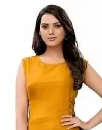 SK Enterprises? Straight Rayon Plain Sleeveless Kurta for Women/Girls(ES-Yellow-M)-thumb3