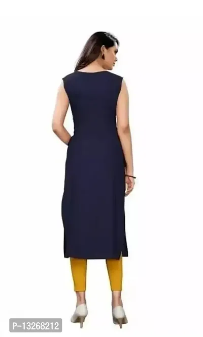 SK Enterprises? Straight Rayon Plain Sleeveless Kurta for Women/Girls(ES-Blue-L)-thumb2