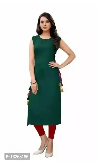 SK Enterprises? Straight Rayon Plain Sleeveless Kurta for Women/Girls(ES-Green-XL)-thumb0