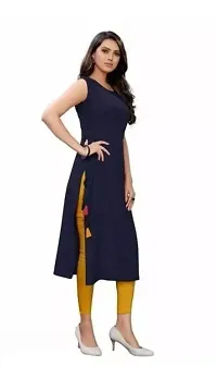 SK Enterprises? Straight Rayon Plain Sleeveless Kurta for Women/Girls(ES-Blue-L)-thumb2