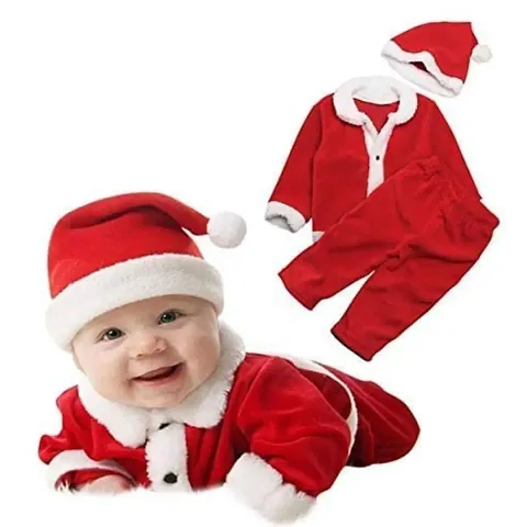 FI Santa Clause Costume with Cap Complete Set Christmas Dress (2 Set)