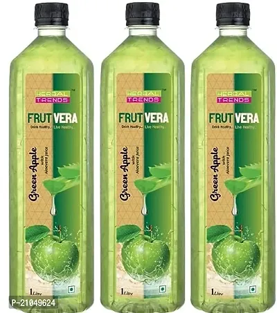 Herbal Trends FRUTVERA Green Apple with Aloevera Juice Delicious Health Drink Ready to Serve 1 Litre Pack of 3