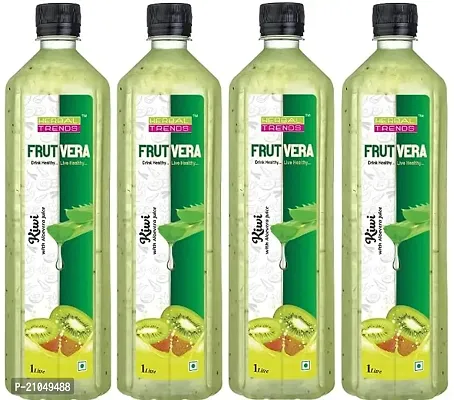 Herbal Trends FRUTVERA Kiwi with Aloevera Juice Delicious Health Drink Ready to Serve 1 Litre Pack of 4