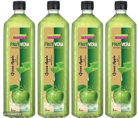 Herbal Trends FRUTVERA Green Apple with Aloevera Juice Delicious Health Drink Ready to Serve 1 Litre Pack of 4