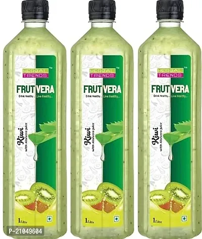 Herbal Trends FRUTVERA Kiwi with Aloevera Juice Delicious Health Drink Ready to Serve 1 Litre Pack of 3