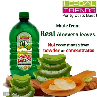 Herbal Trends Pure Aloe Vera Drinking Gel Juice with Pulp 1 Liter  30Days Fresh Guaranteed Direct from Manufacturer-thumb2