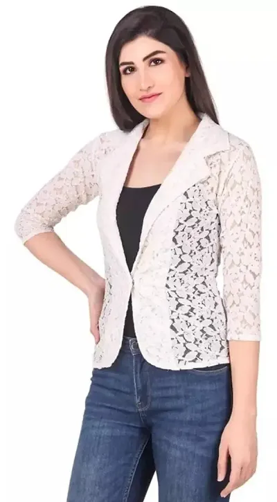 Stylish Nylon Woven Design Shrugs For Women