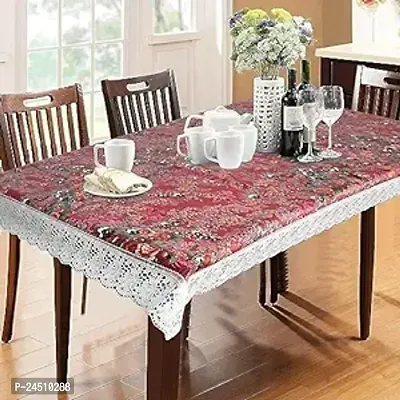 Classic PVC Plastic Waterproof 8 Seater Central Table Cover With Good Touch And White Lace-thumb0