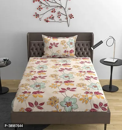 Comfortable Glace Cotton Printed Single Bedsheet With One Pillow Cover