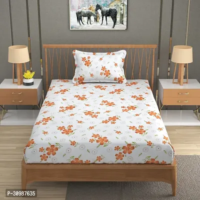 Comfortable Glace Cotton Printed Single Bedsheet With One Pillow Cover