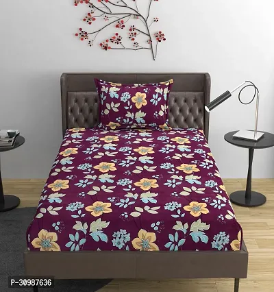 Comfortable Glace Cotton Printed Single Bedsheet With One Pillow Cover