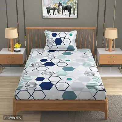 Comfortable Glace Cotton Printed Single Bedsheet With One Pillow Cover