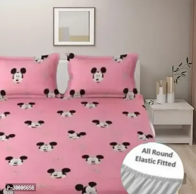 Comfortable Pink Glace Cotton Double 1 Bedsheet + 2 Pillowcovers