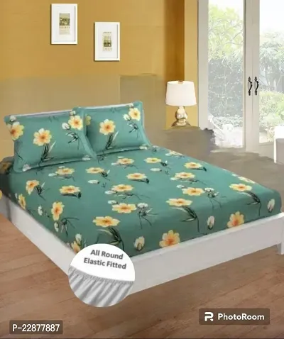 Classic Glace Cotton Printed Double Bedsheet with Pillow Covers-thumb0