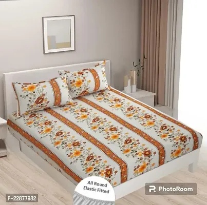 Classic Glace Cotton Double Bedsheet with Pillow Covers-thumb0