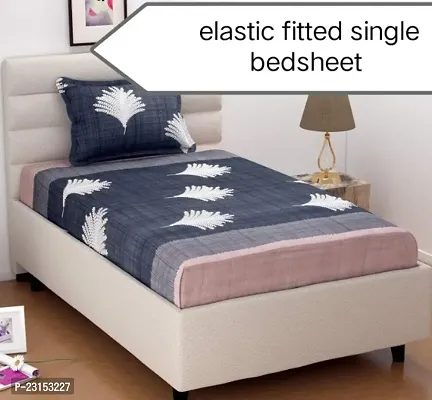 Fully all corner are Single bed elastic fitted bedsheet with 1 Pillow cover-thumb0