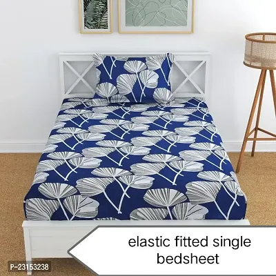 Fully all corner are Single bed elastic fitted bedsheet with 1 Pillow cover-thumb0