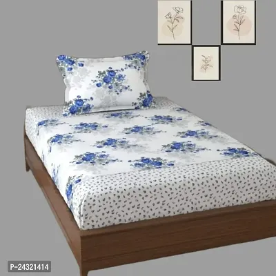 Classic Glace Cotton Single Bedsheet with Pillow Cover