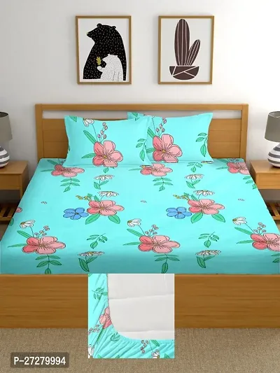 Fancy Glace Cotton Printed Bedsheet With 2 Pillow Covers-thumb0