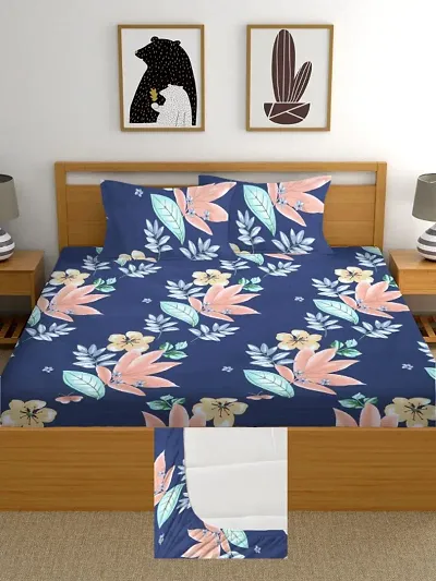 Real Dream bedsheet for Double Bed Cotton, Double bedsheet with 2 Pillow Covers (230 x 230 Cm)