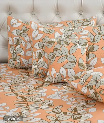 Stylist Glace Cotton Printed 1 Bedsheet With 2 Pillow Covers And 2 Cushions