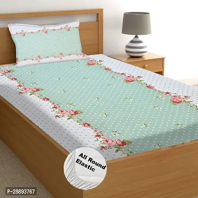 Stylist Glace Cotton Printed Single Bedsheets With 1 Pillowcover